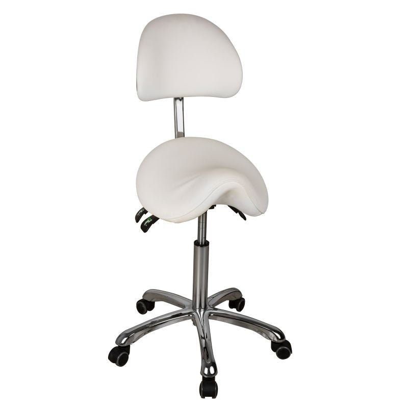 Silverfox Saddle Rolling Stool with Adjustable Height & Backrest 1025A - Ergonomic Rolling Chair for Dental, Medical, Salon & Tattoo Professionals