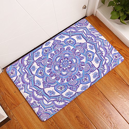 YQ Park Non-Slip Door Mat - Art Mandala Purple Coral Velvet Rug for Indoor/Outdoor Use - Perfect for Kitchen, Front Door, Patio & Entryway Decor