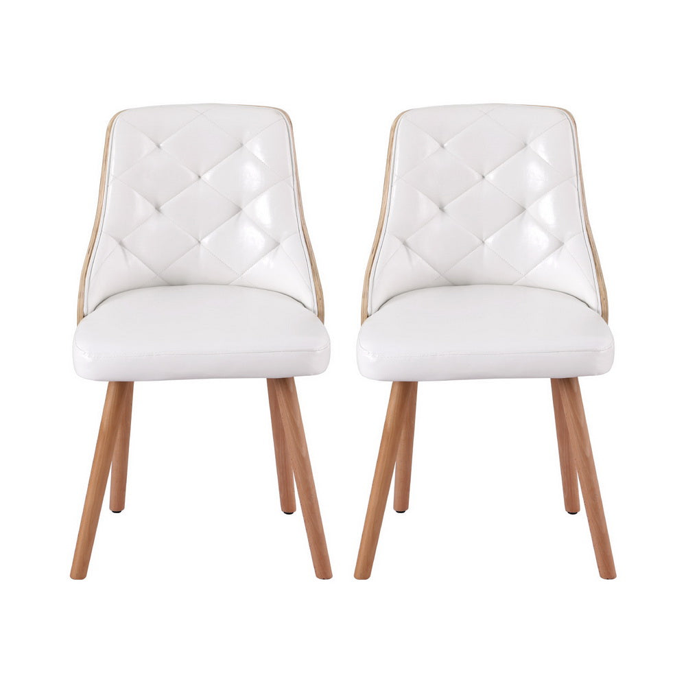 2 Pack Artiss White PU Leather Dining Chairs - Modern Kitchen & Dining Room Furniture for Home, Restaurant, Cafe & Office Use