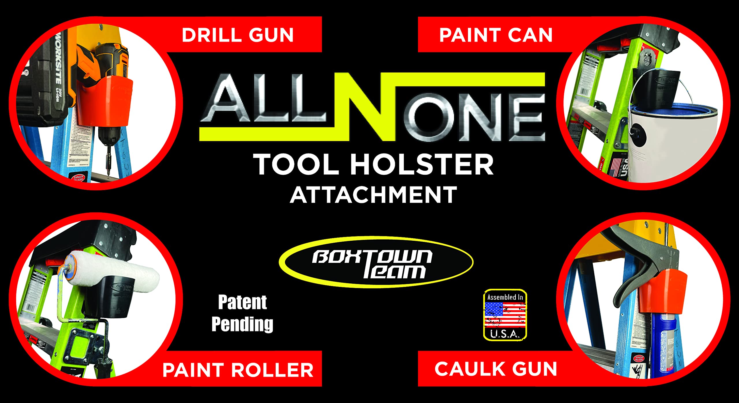 All-N-One Ladder Tool Holster - Heavy Duty Ladder Accessories for Electricians & Contractors | Secure Tool Holder for Hammers, Wrenches & More | Perfect for Roofing, Construction & Home Repairs