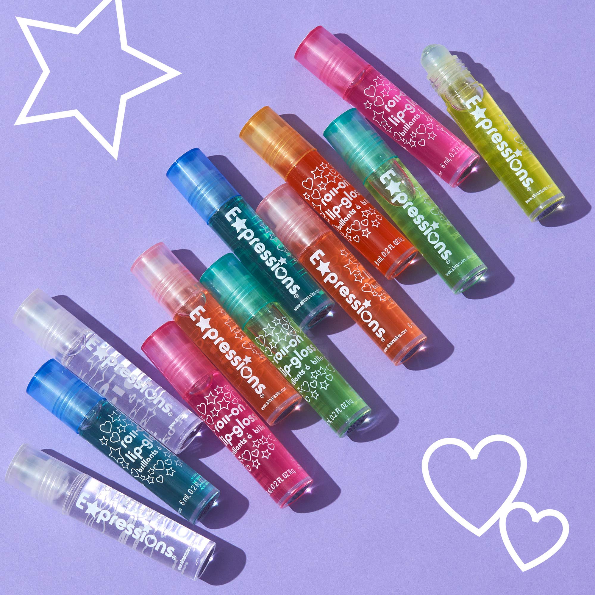 12-Piece Roll-On Lip Gloss Set with Carrying Case - Non-Toxic Fruity Flavored Lip Gloss for Kids & Teens | Perfect Birthday Party Gift, Best Friend Present & Makeup Starter Kit for Girls (Glossy, Kid-Friendly)