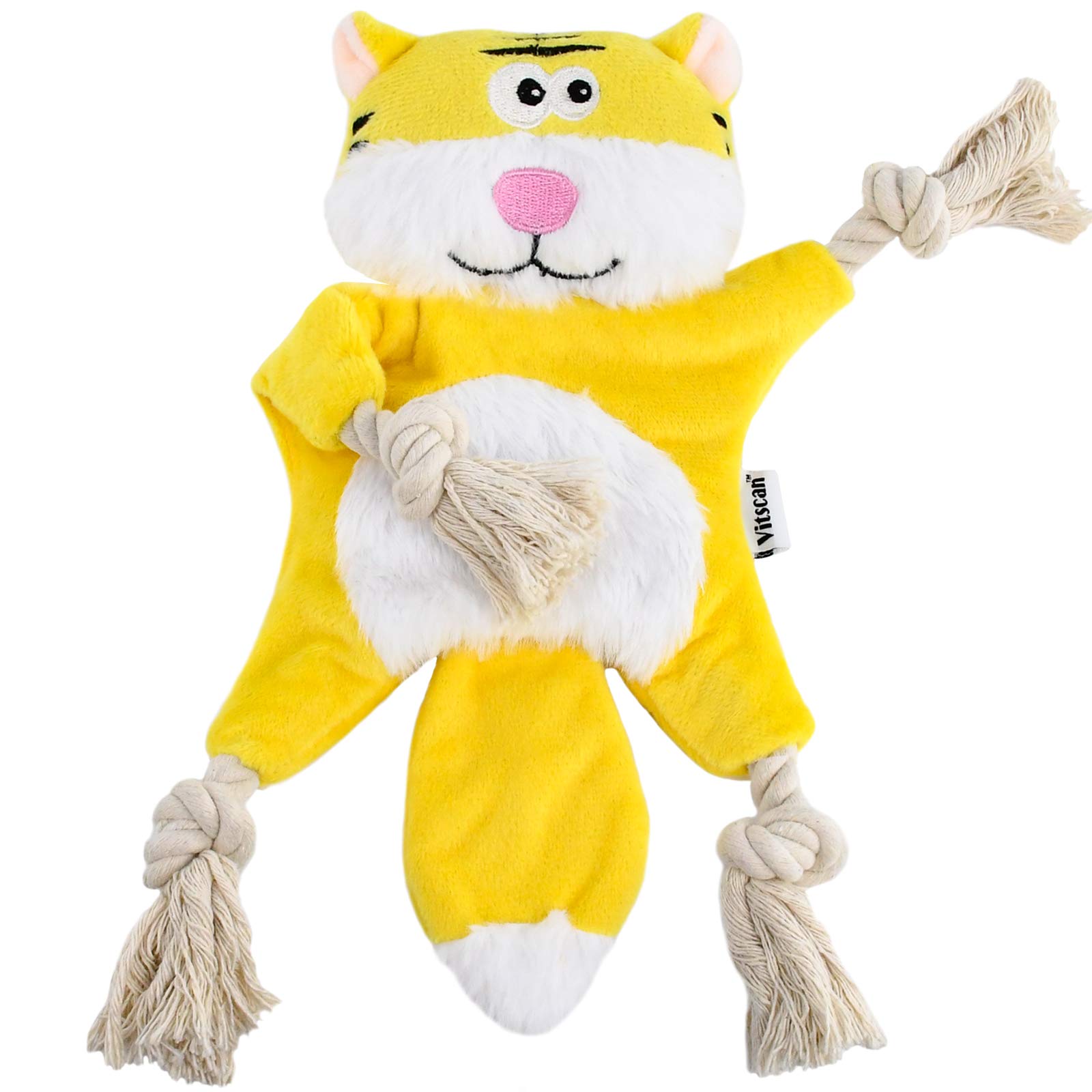 Durable Dog Chew Toys for Aggressive Chewers - Small Breed Puppy Teething Toys with Squeaker & Crinkle Sounds, No Stuffing Tiger Design - Perfect for Puppy Training, Indoor Playtime and Anxiety Relief