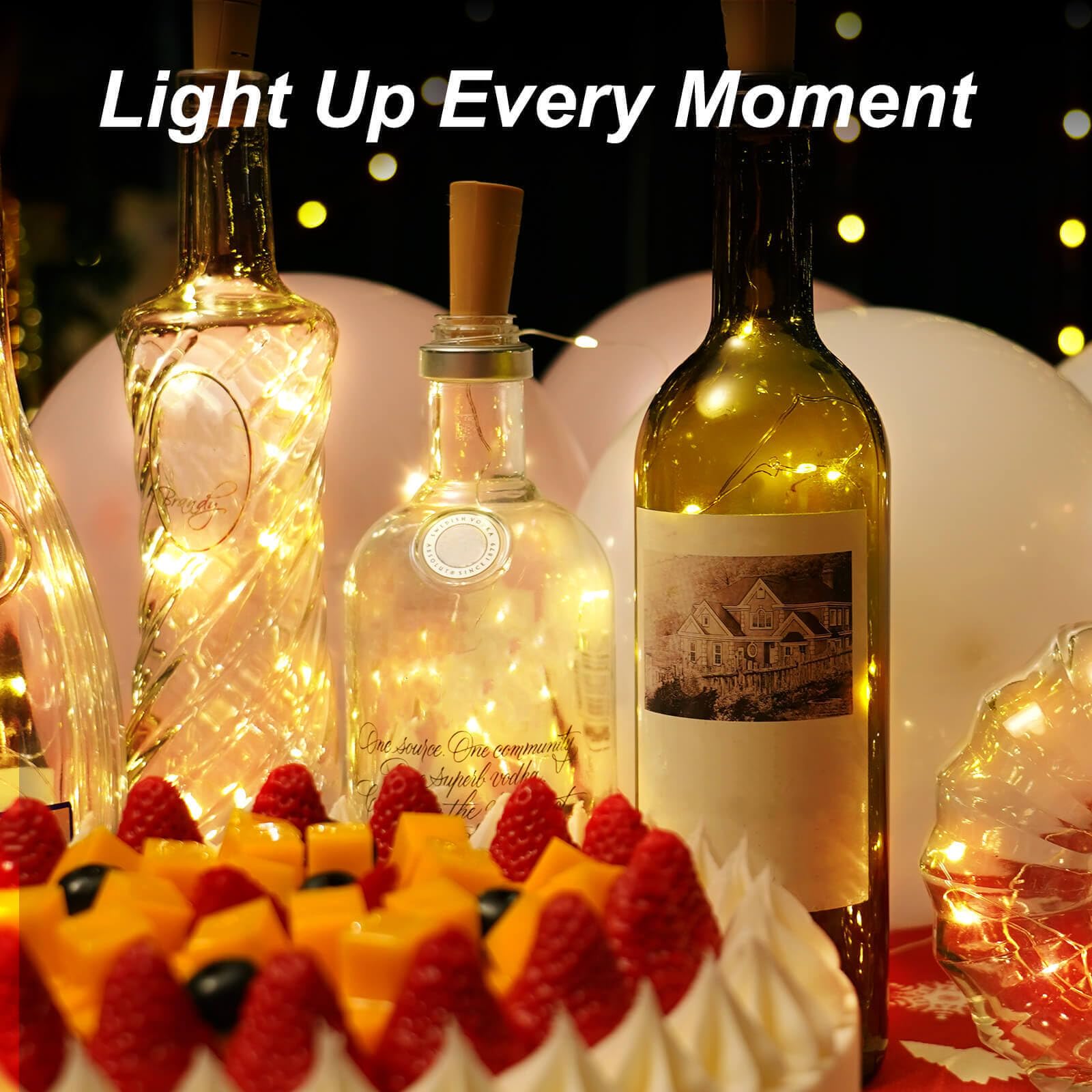 Aluan 12 LED Wine Bottle Lights with Cork - 10 Pack Waterproof Battery Operated Fairy String Lights for Wedding, Christmas, Party, Bar & Home Decor (Warm White) - Perfect for Romantic Dinners, Holiday Centerpieces & Outdoor Events