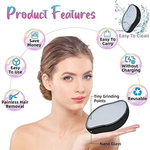RYUKCREATIVES Crystal Hair Remover for Women & Men - Reusable Painless Hair Removal Tool with Exfoliation | At-Home Smooth Skin Solution for Face, Legs, Arms & Bikini Area