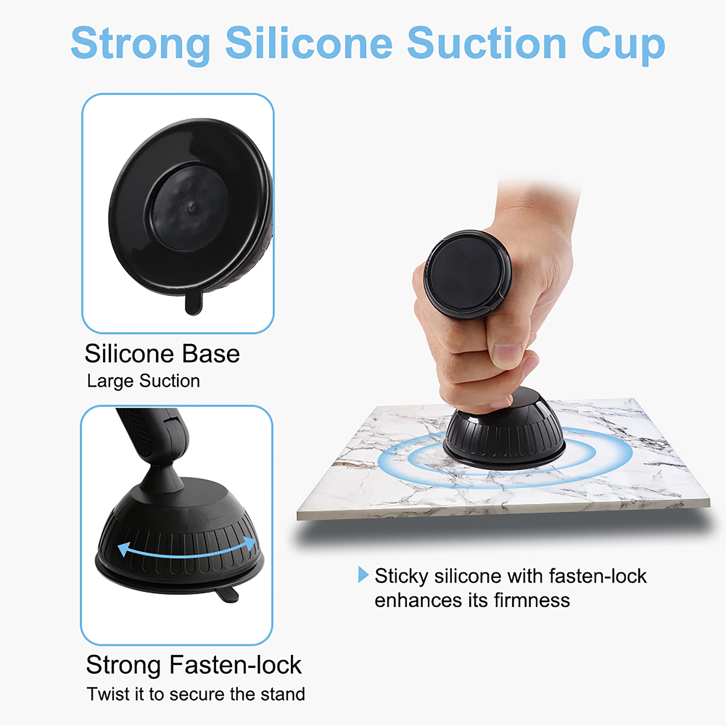 SALEX Universal Magnetic Phone Mount for Car - Adjustable & Rotatable Suction Cup Holder for Dashboard & Windshield - Compatible with Smartphones, Tablets, GPS Devices - Perfect for Hands-Free Driving & Navigation