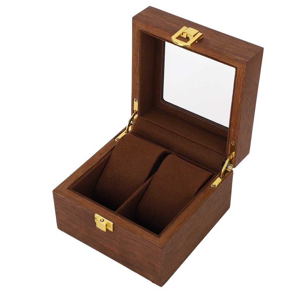 2 Slot Wooden Watch Storage Box - Premium Watch Display Case with Clamshell Design, Perfect Watch Organizer & Gift Box for Men and Women - Ideal for Jewelry Storage, Watch Collection, and Luxury Gift Presentation