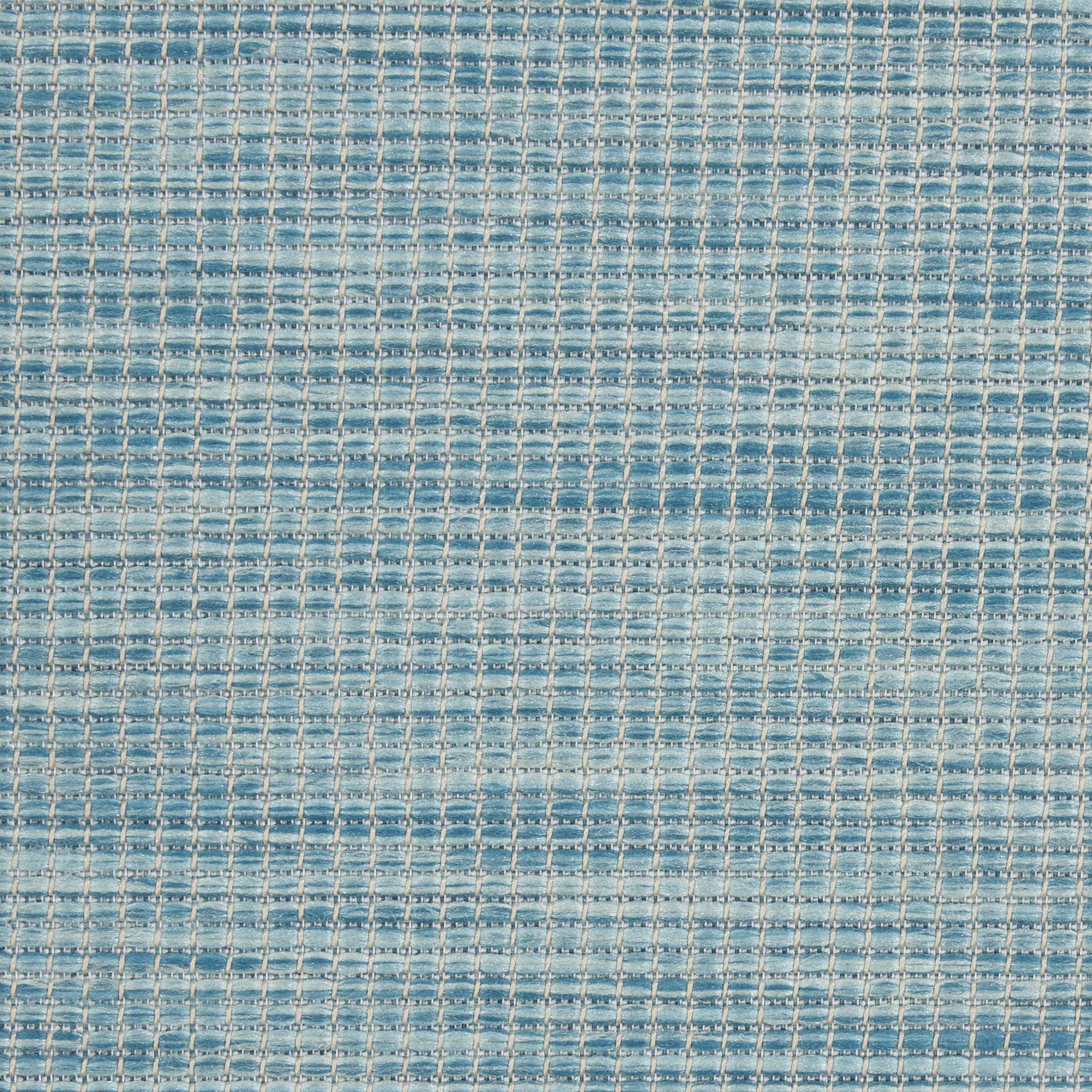 Nourison Positano 8' Round Indoor/Outdoor Area Rug in Aqua - Easy to Clean, Non-Shedding for Bedroom, Living Room, Dining Room - Perfect for Backyard, Deck, and Patio Use