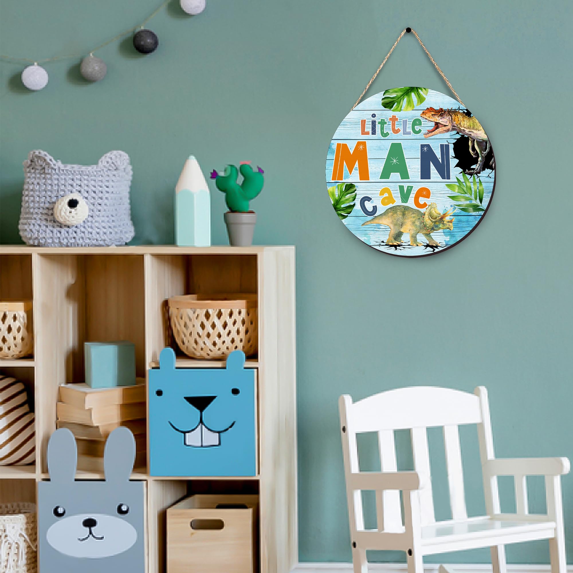 Dinosaur Nursery Decor for Boys - Little Man Cave Wooden Wall Sign, Baby Boy Room Decor for Bedroom, Playroom & Living Room | Perfect for Kids' Rooms, Themed Nurseries & Dinosaur Lovers