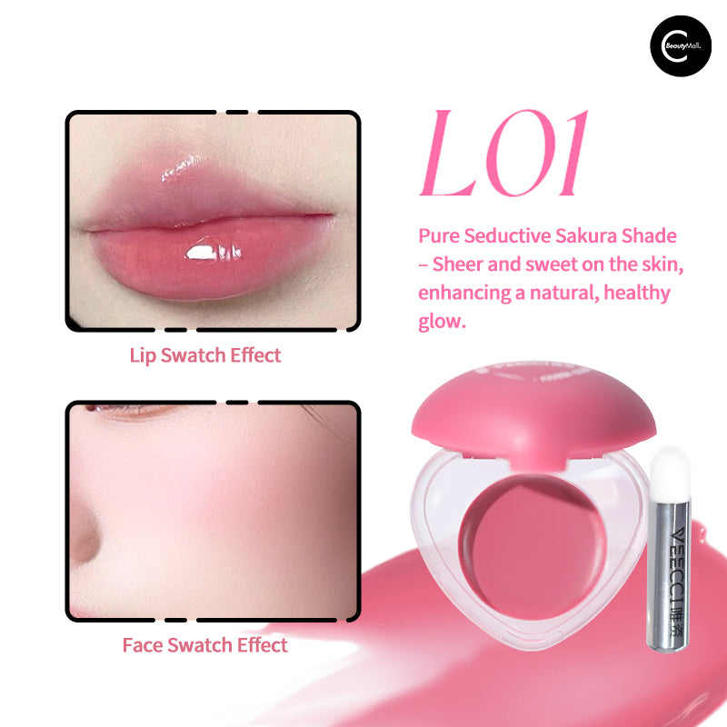 VEECCI Multi-Purpose Lip & Cheek Balm - Tinted Moisturizing Cream for Natural Blush & Lip Color - Perfect for Everyday Makeup, Travel & On-The-Go Touch Ups
