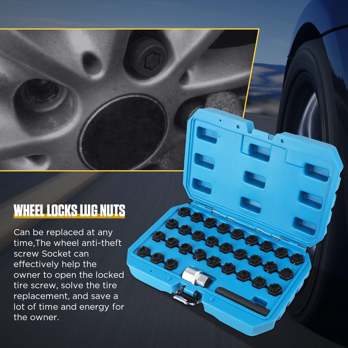 32 PCS Wheel Lock Removal Kit for Mercedes Benz - Universal Wheel Lock Key Set & Lug Nut Remover Tool - Perfect for Car Maintenance, Tire Changes & Emergency Roadside Repairs