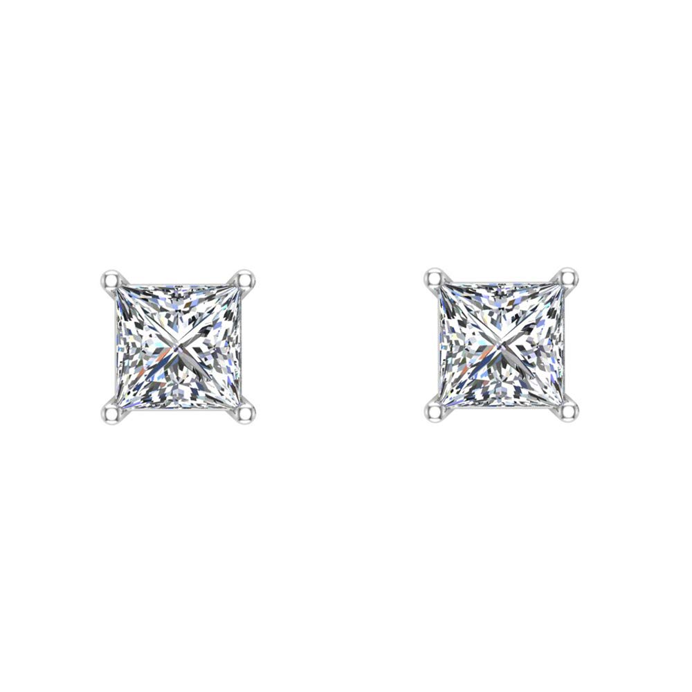 14K Gold Princess Cut Diamond Stud Earrings for Women - Authentic Gifts with Certificate & Luxury Box - Perfect for Anniversaries, Weddings & Special Occasions