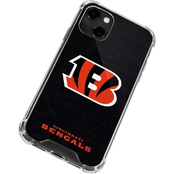 Official NFL Cincinnati Bengals Distressed Design Clear Phone Case for iPhone 13 - Durable Protective Cover - Perfect for Football Fans & Game Day Accessories