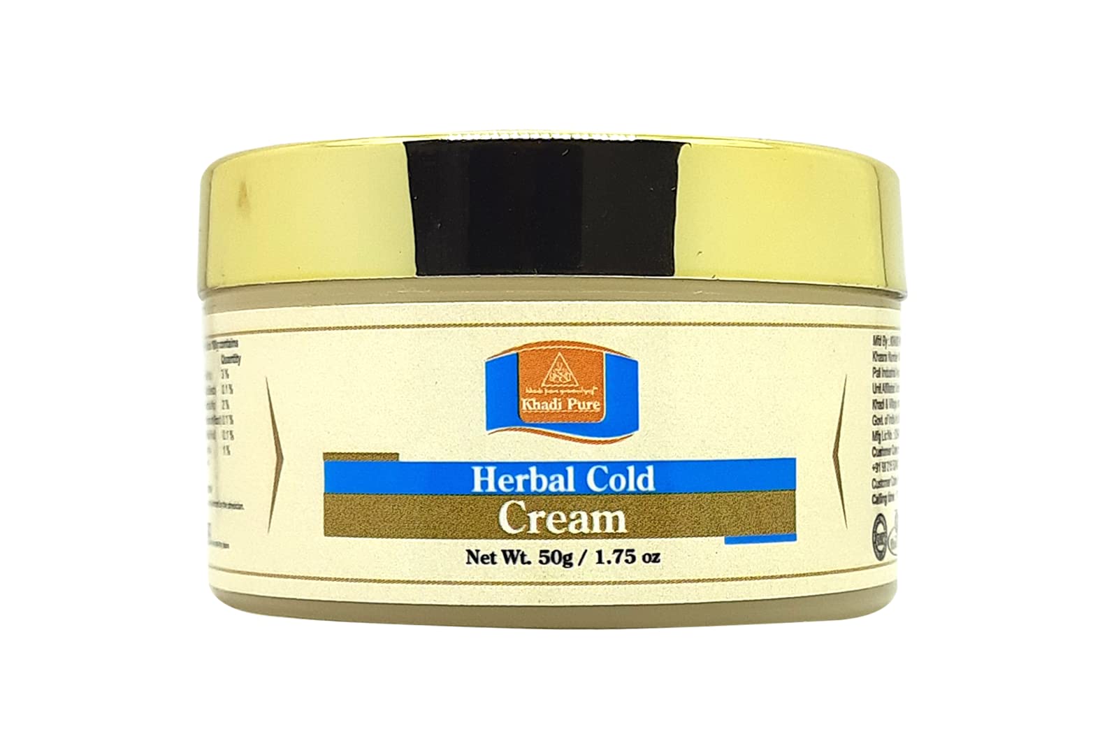 Khadi Pure Gramodyog Herbal Cold Cream - 50G | Natural Moisturizer for Dry Skin | Winter Skincare & Night Cream for Face Care