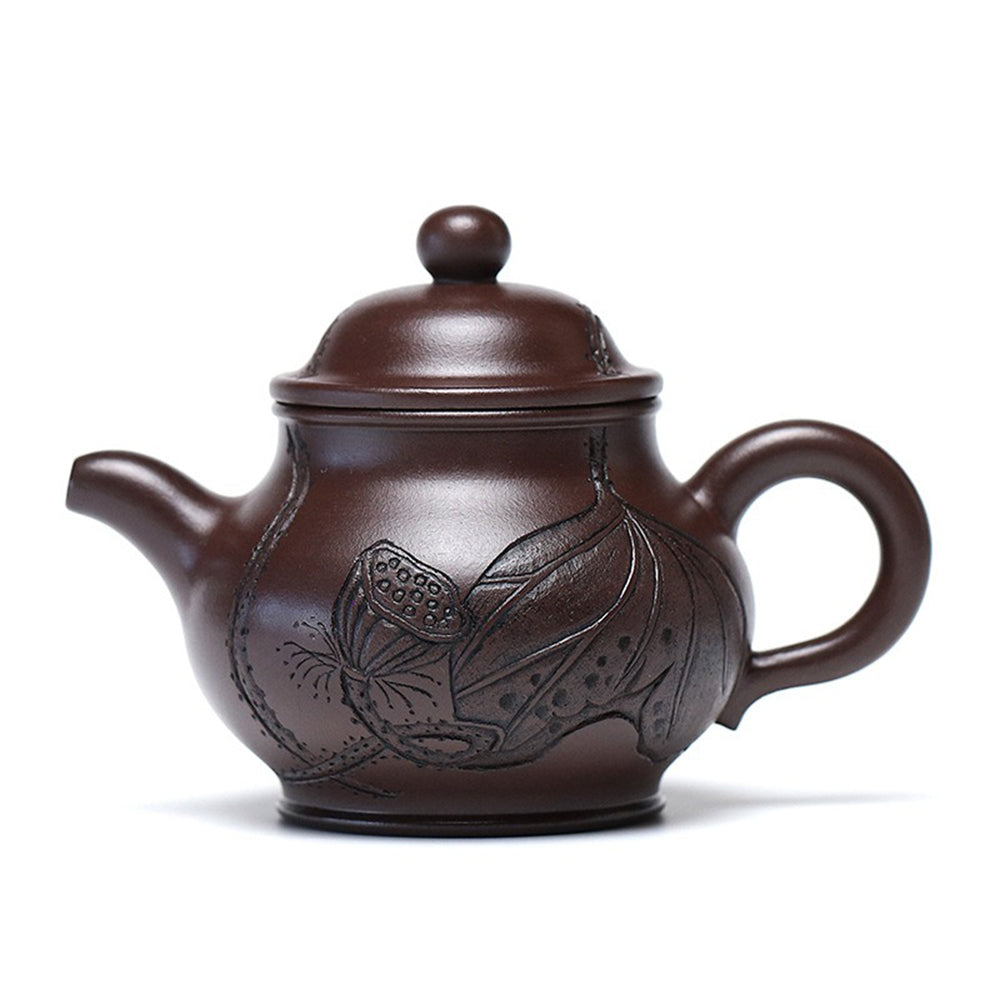Premium Yixing Purple Clay Lotus Teapot - Handcrafted Chinese Ceramic Teapot for Oolong & Pu-erh Tea | Perfect for Tea Ceremonies, Gifts & Home Decor