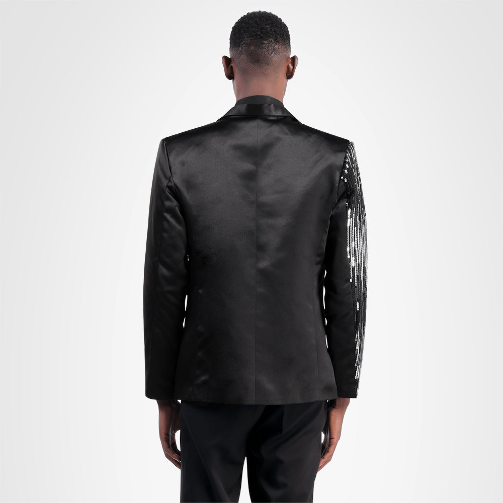 Elegant Black Sequin Blazer for Prom - Sparkling Formal Jacket for Women's Evening Party, Homecoming Dance & Special Occasions