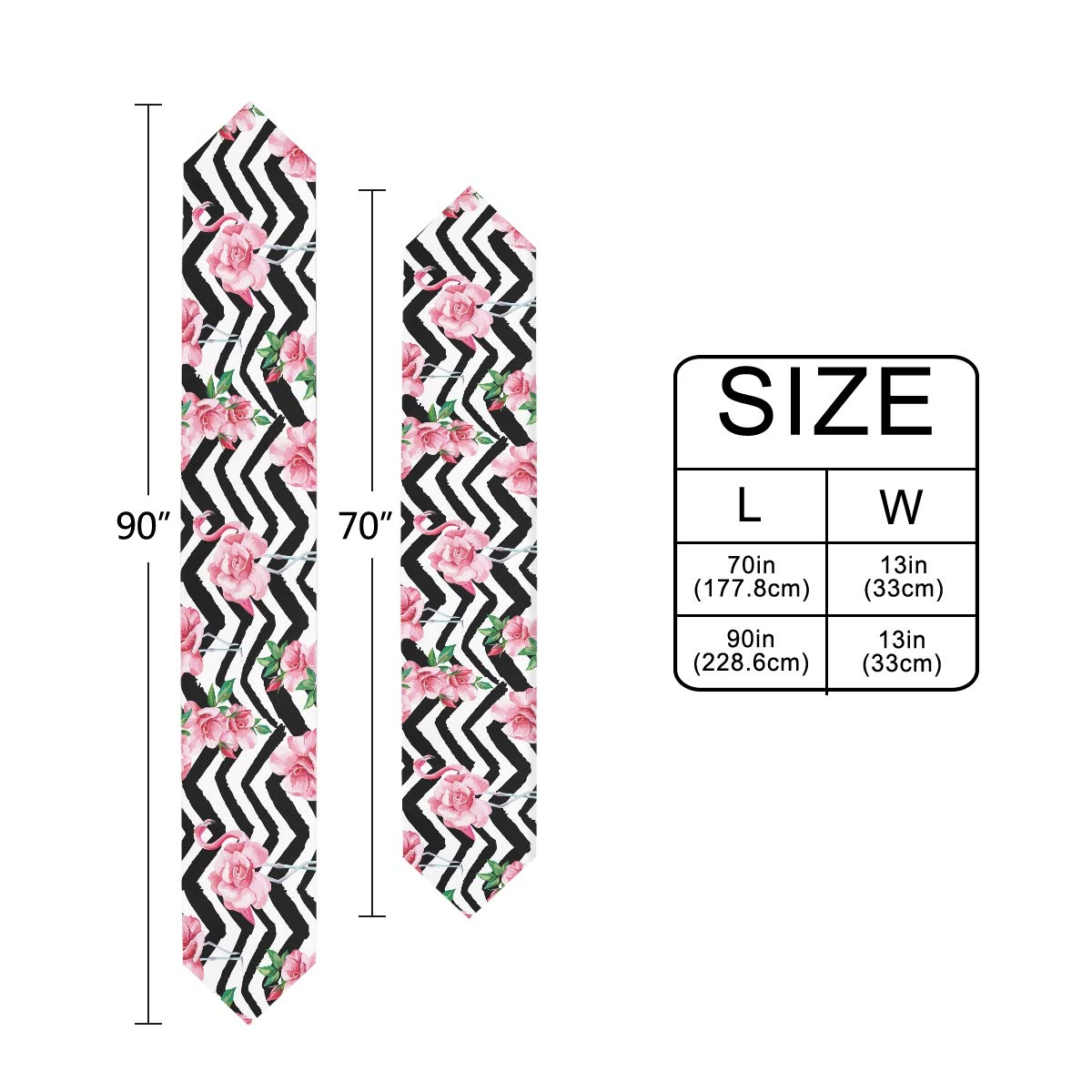 Pink Flamingo Table Runner - Striped Polyester Decor for Parties & Dinners