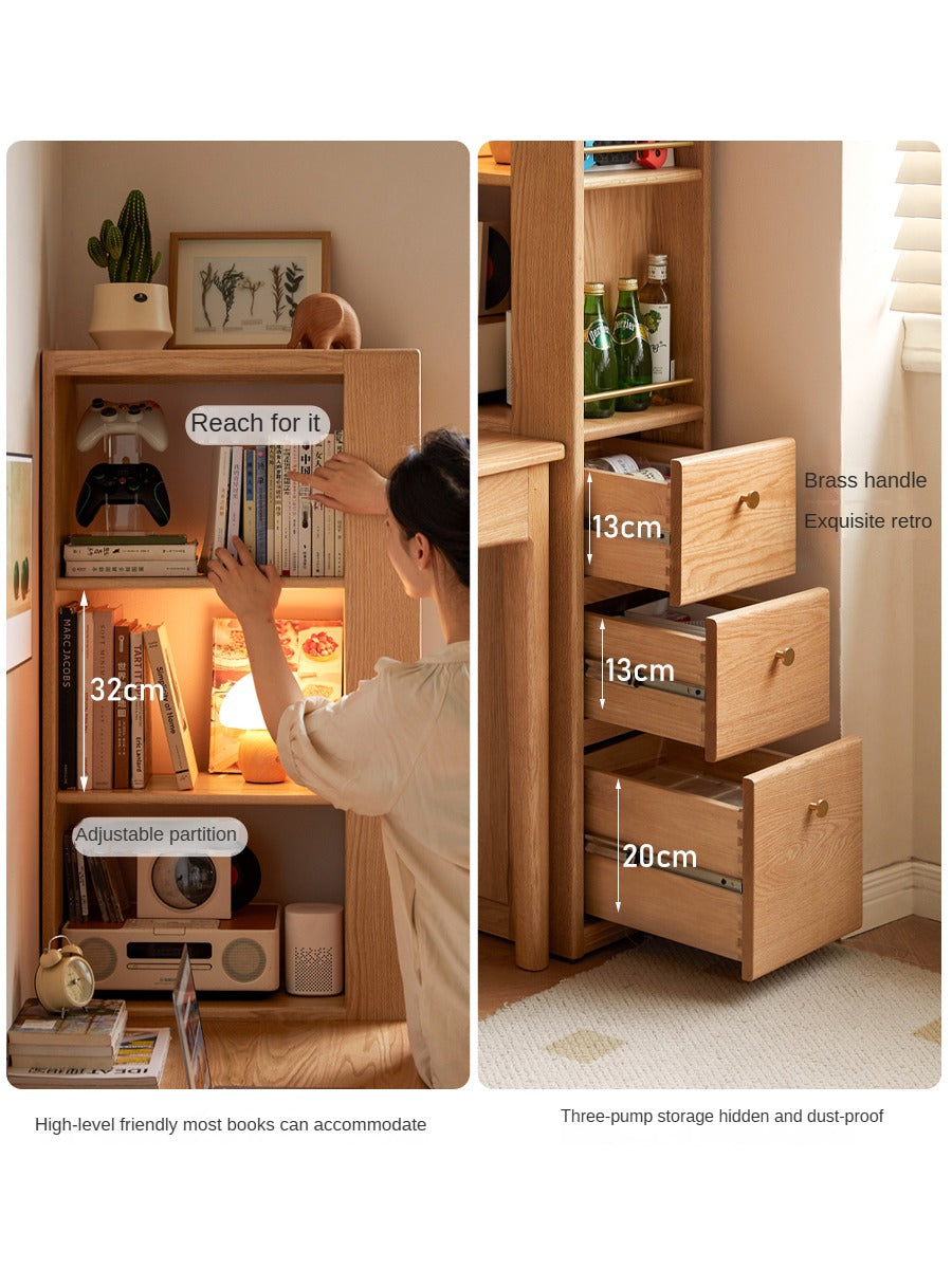 Modern Oak Solid Wood Bookcase for Study - Stylish & Durable Home Office Bookshelf - Perfect for Organizing Books, Decor & Office Supplies