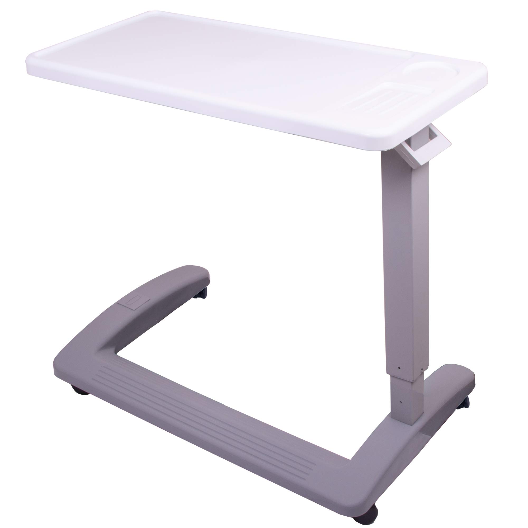 Carex Adjustable Overbed Table with Wheels - Portable Hospital Bed Table for Home & Medical Use - Ideal for Eating, Working, Reading in Bed or Recovery
