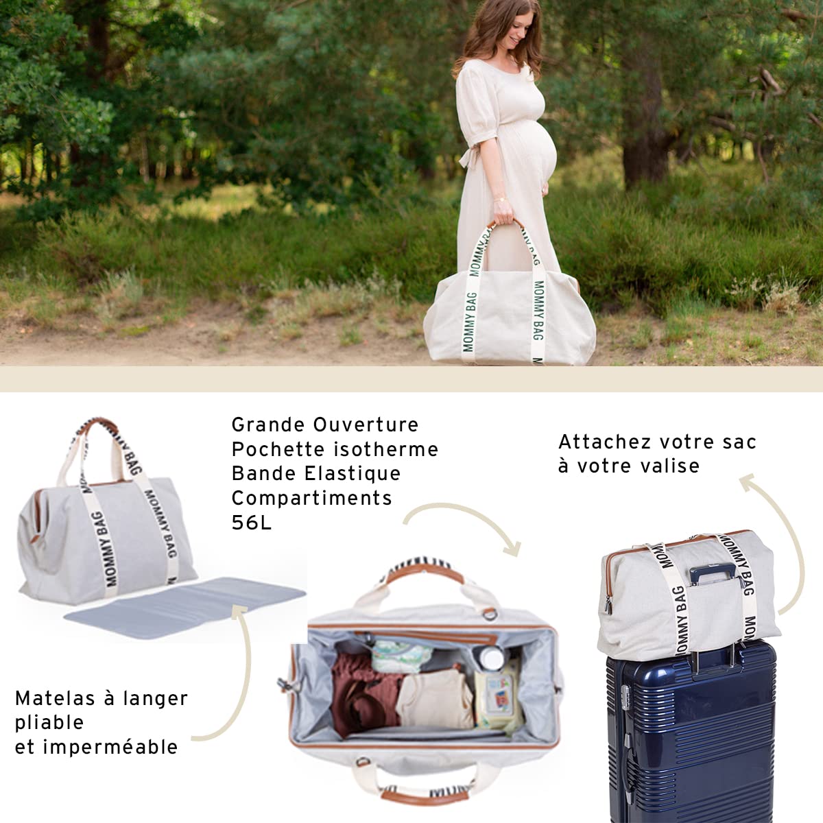 **Childhome Signature Mommy Bag - Waterproof Diaper Tote for Women, Large Baby Essentials Travel Bag with Multiple Pockets | Perfect for Moms on the Go, Gym, Travel & Daily Use**