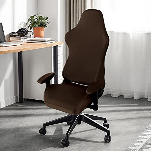 SARAFLORA Stretchable Washable Gaming Chair Cover - Universal Fit for Armchair, Swivel Chair, Office Chair & Computer Boss Chair - X-Large Brown - Perfect for Home Office, Gaming Setup & Workspace Comfort