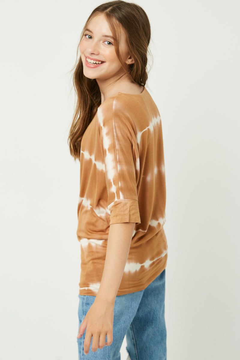 Tie Dye High Low Long Sleeve Dolman Top for Women - Boho Chic Loose Fit Tunic Shirt for Casual Wear, Music Festivals & Beach Cover Up