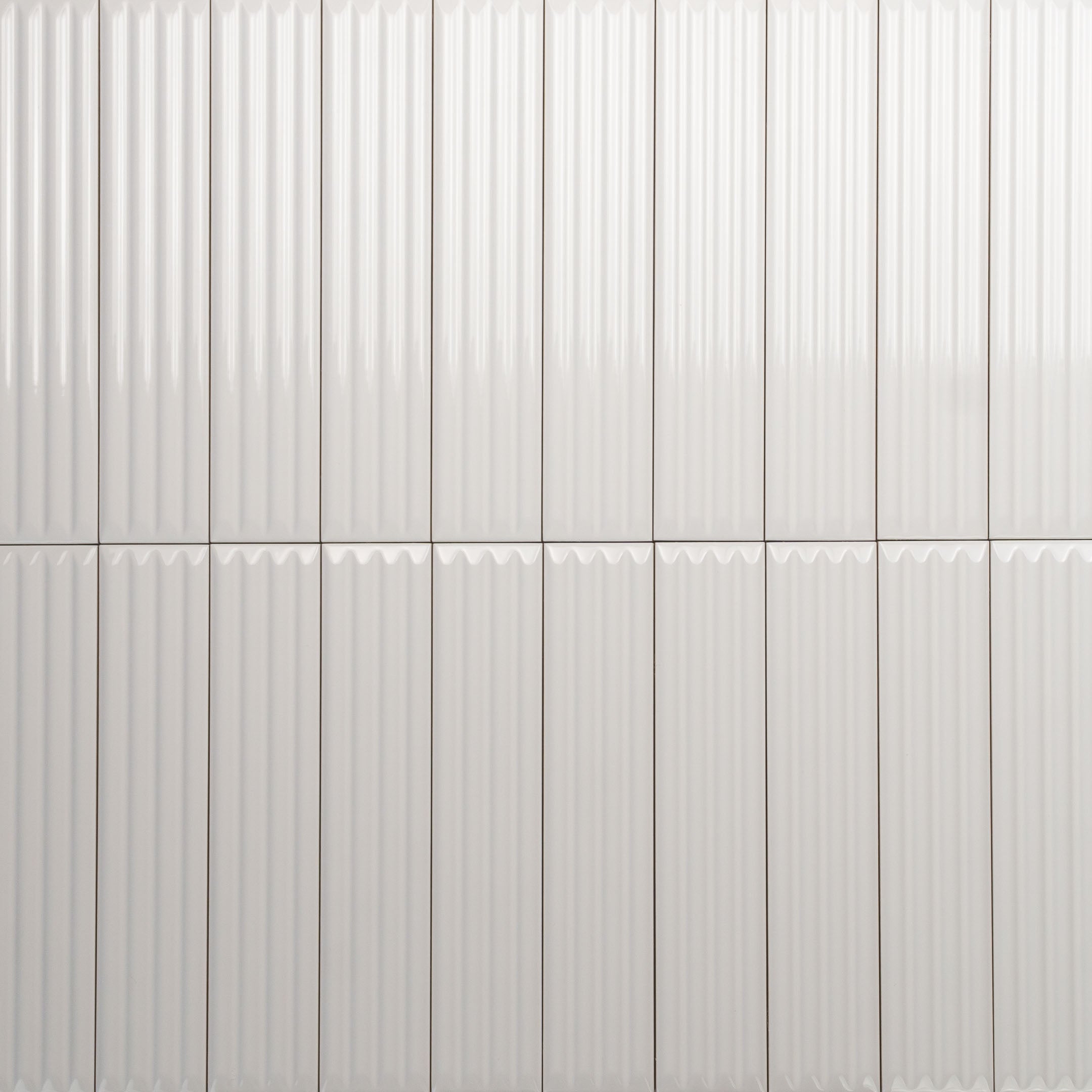 2 x 10 Inch 3D Fluted Subway Wall Tile - Matte White Ceramic Textured Bathroom & Kitchen Backsplash - Orange County (Set of 10) | Modern Home Decor for Bath, Shower, and Accent Walls