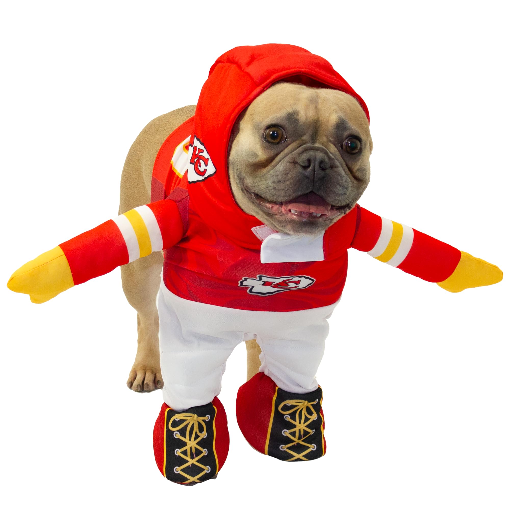 NFL Kansas City Chiefs Officially Licensed Running Dog Costume - 2-Piece Set with Bodysuit and Hat (Red, Large) for Game Day, Pet Parades, and Team Spirit Events