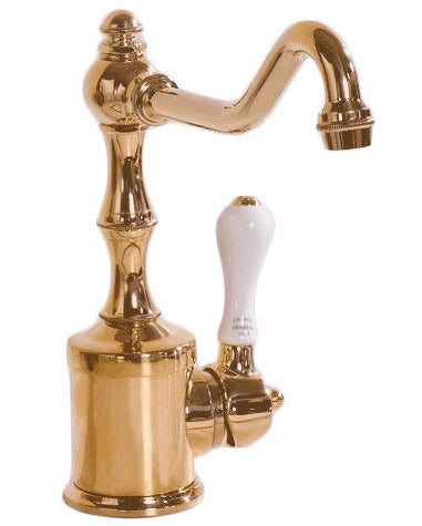 Herbeau Royale Brass & Porcelain Kitchen Faucet - Elegant Vintage Design for Modern & Traditional Kitchens, Perfect for Home Renovation & Luxury Bathroom Upgrades