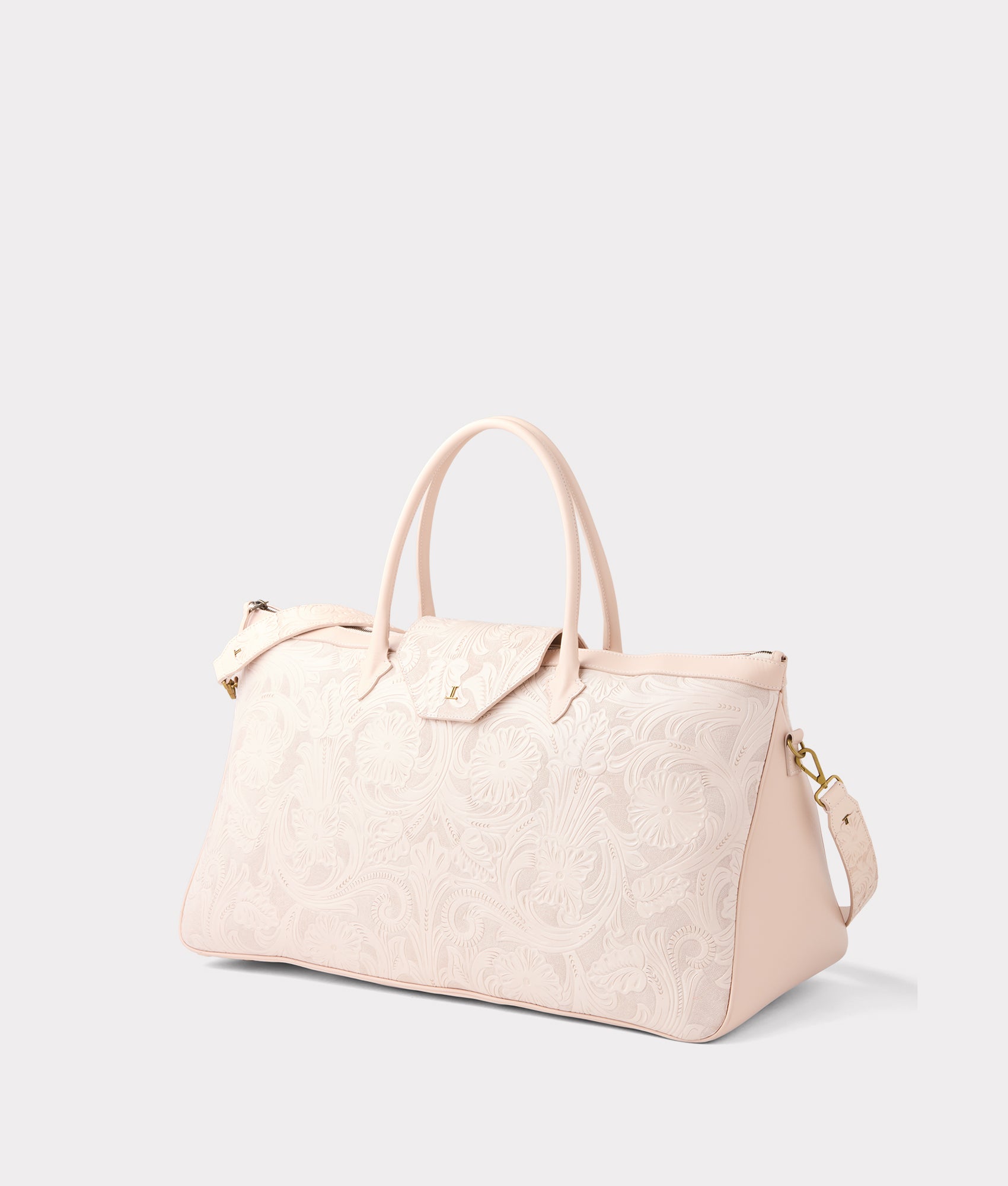 Premium Leather Weekender Bag for Women - Stylish Blush Pink Travel Duffel with Spacious Interior | Perfect for Weekend Getaways, Gym, and Business Trips
