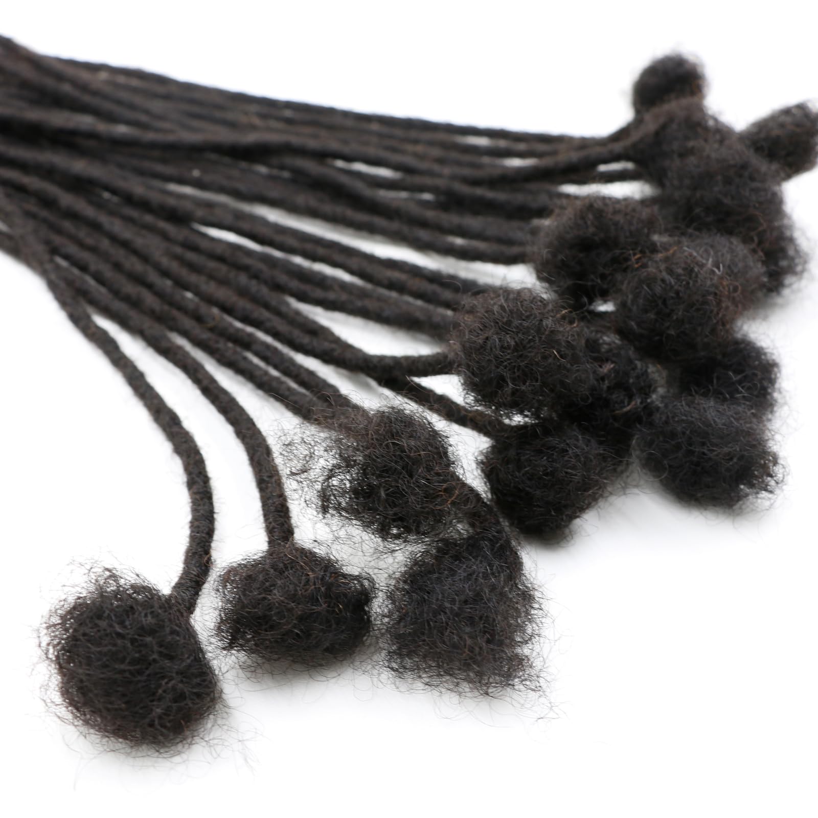 14 Inch Human Hair Loc Extensions - 60 Strands 0.4cm Full Handmade Permanent Dreadlocks - Soft Natural Black Dreads with Needle & Comb - Can Be Dyed/Bleached/Curled - Perfect for Protective Styles, Twist Outs & Natural Hair Care