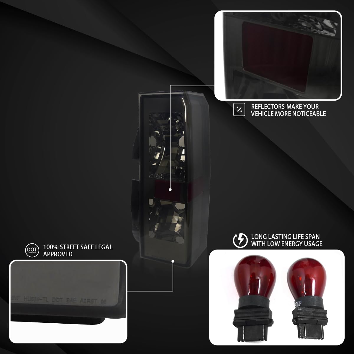 AUTOZENSATION Smoke Lens Tail Lights for 2005-2010 Hummer H3 - Left & Right Pair Assembly - Upgrade Your Vehicle's Style & Safety for Night Driving & Off-Road Adventures