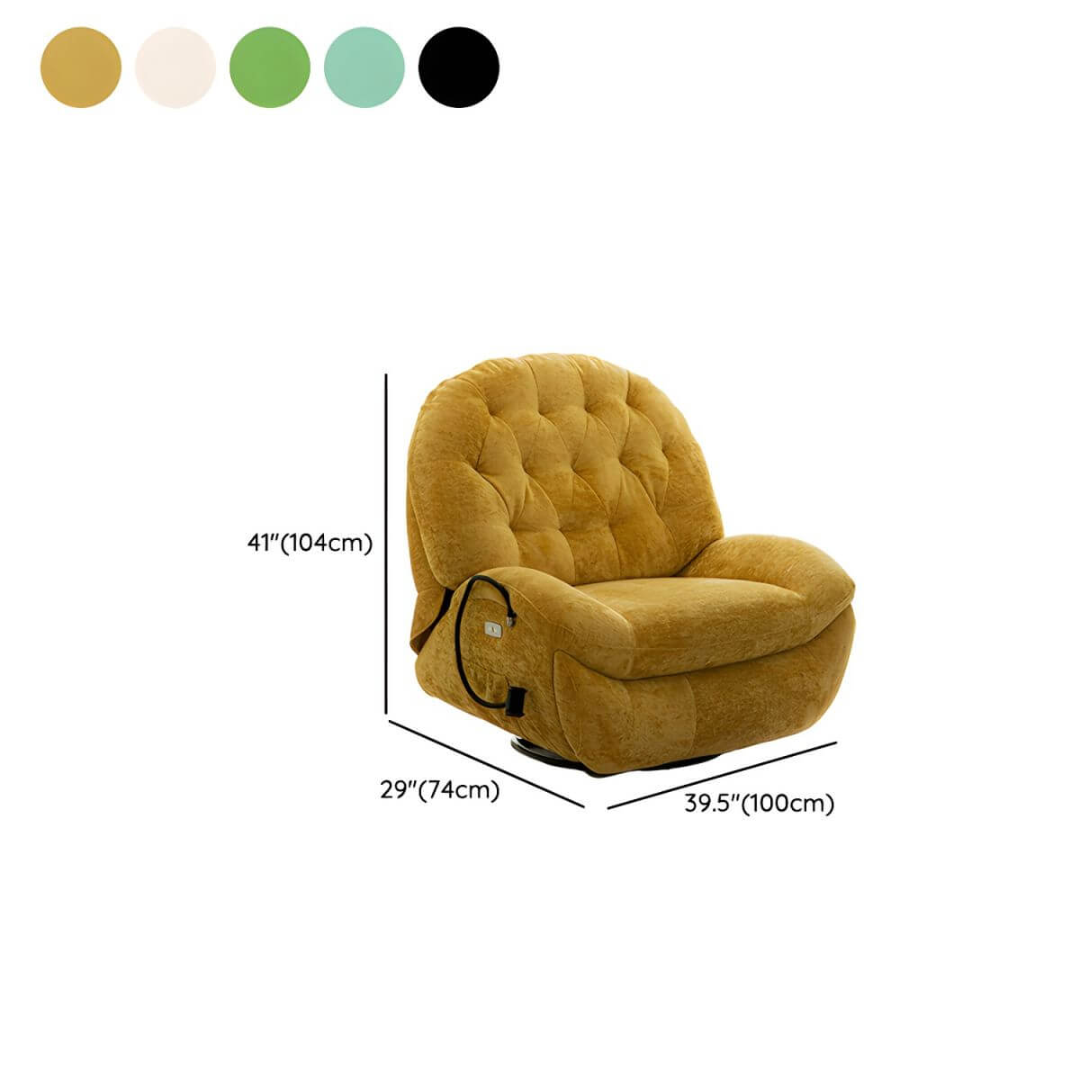 Tufted Swivel Rocker Recliner Chair with Locking Back Angle Adjustment & Built-in Storage | Modern Living Room Furniture for Relaxing, Reading & Watching TV