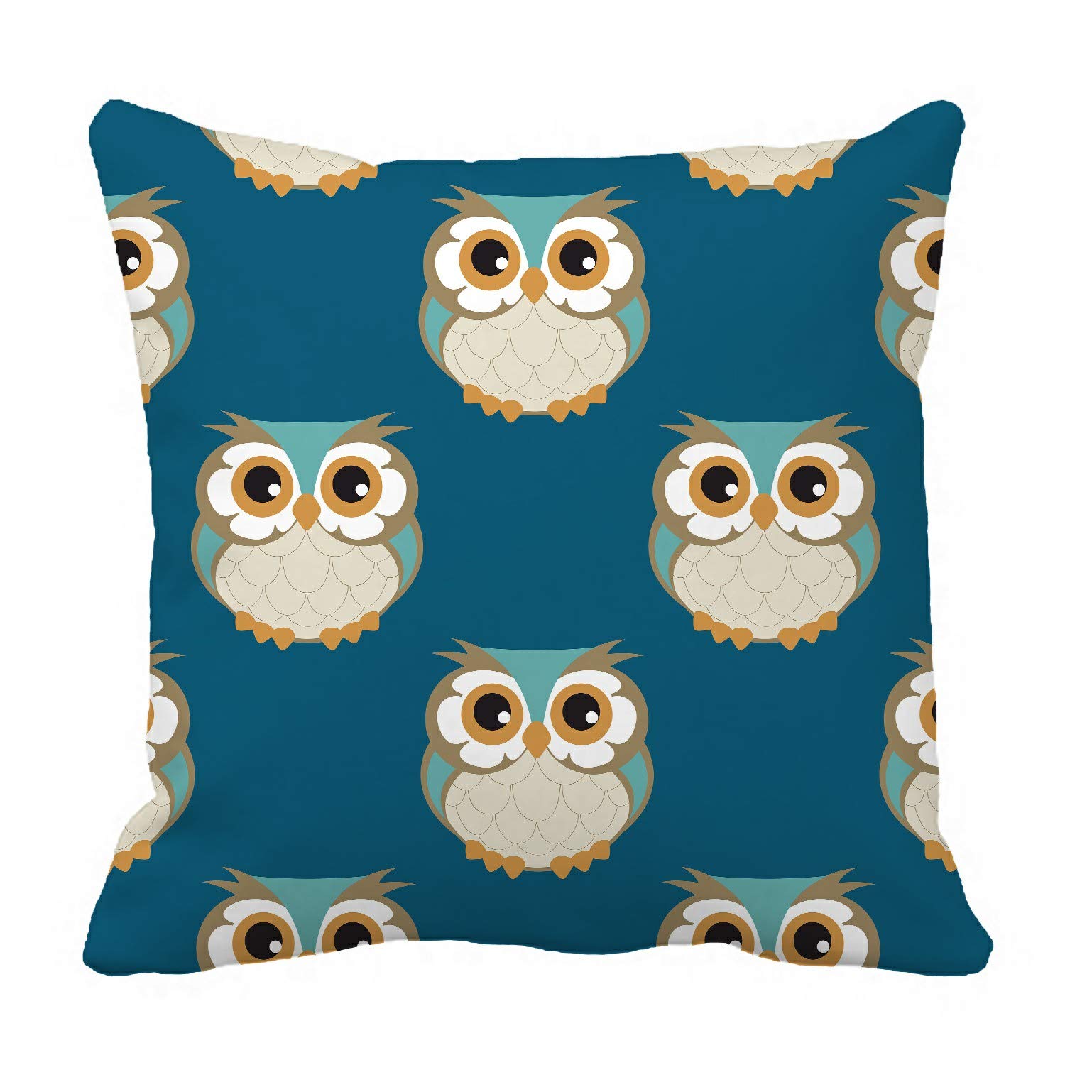 ECZJNT Cartoon Owl Pillow Case - 16x16 Inch Soft Decorative Cushion Cover for Kids Room, Nursery, Sofa & Bed - Cute Owl Design Home Decor