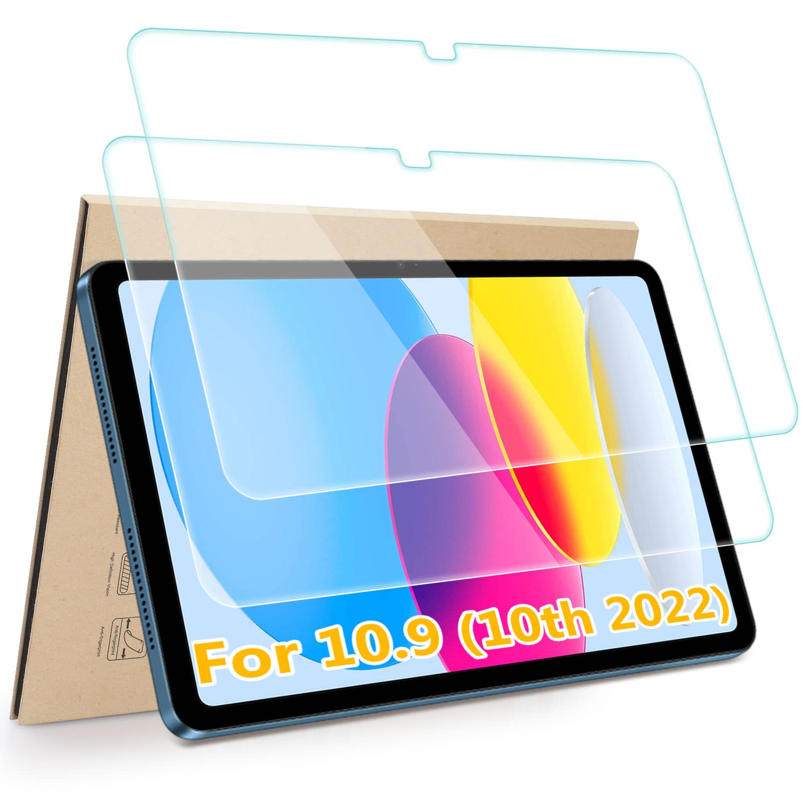 2 Pack Tempered Glass Screen Protector for iPad 11th/10th Gen (2025/2022) 10.9