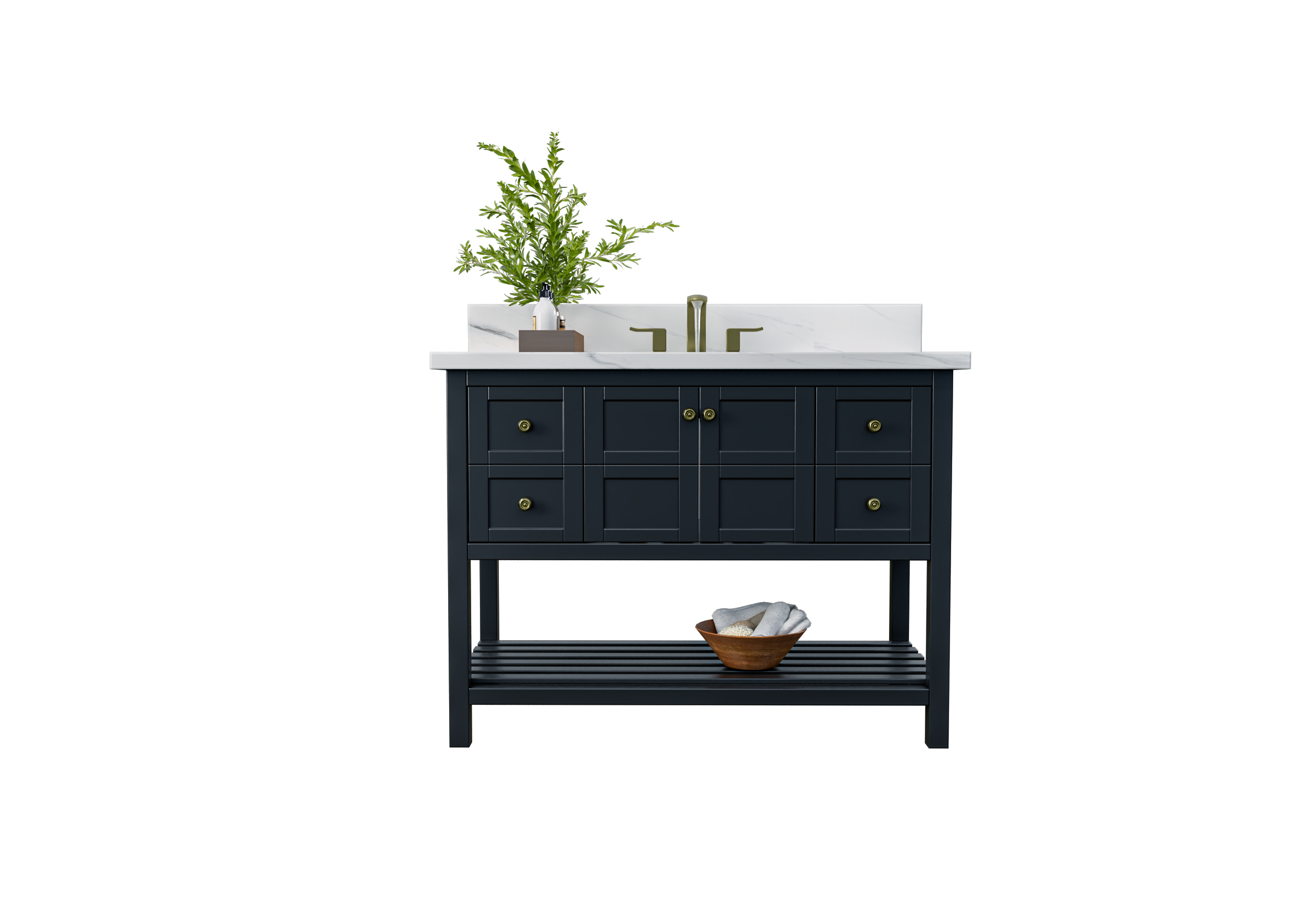 47.5 Inch Modern Black Bathroom Vanity Cabinet Only - Nearmé Dallas - Perfect for Master Bathroom, Guest Bath & Powder Room Renovations