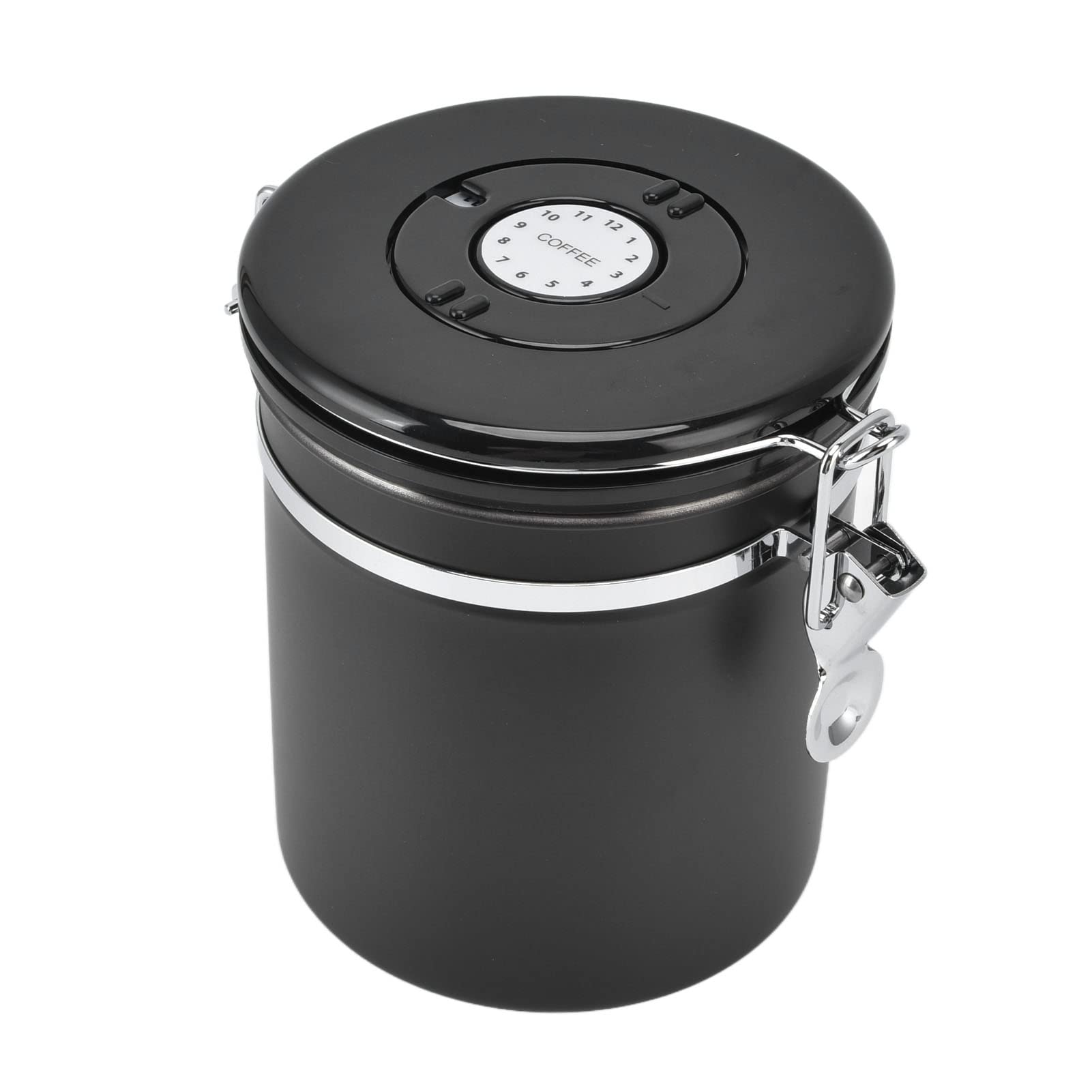 Premium Stainless Steel Coffee Storage Container with Date Tracker & Scoop - Airtight Coffee Canister for Freshness, Kitchen Organization (Black) - Ideal for Whole Beans, Ground Coffee & Tea Storage at Home/Office