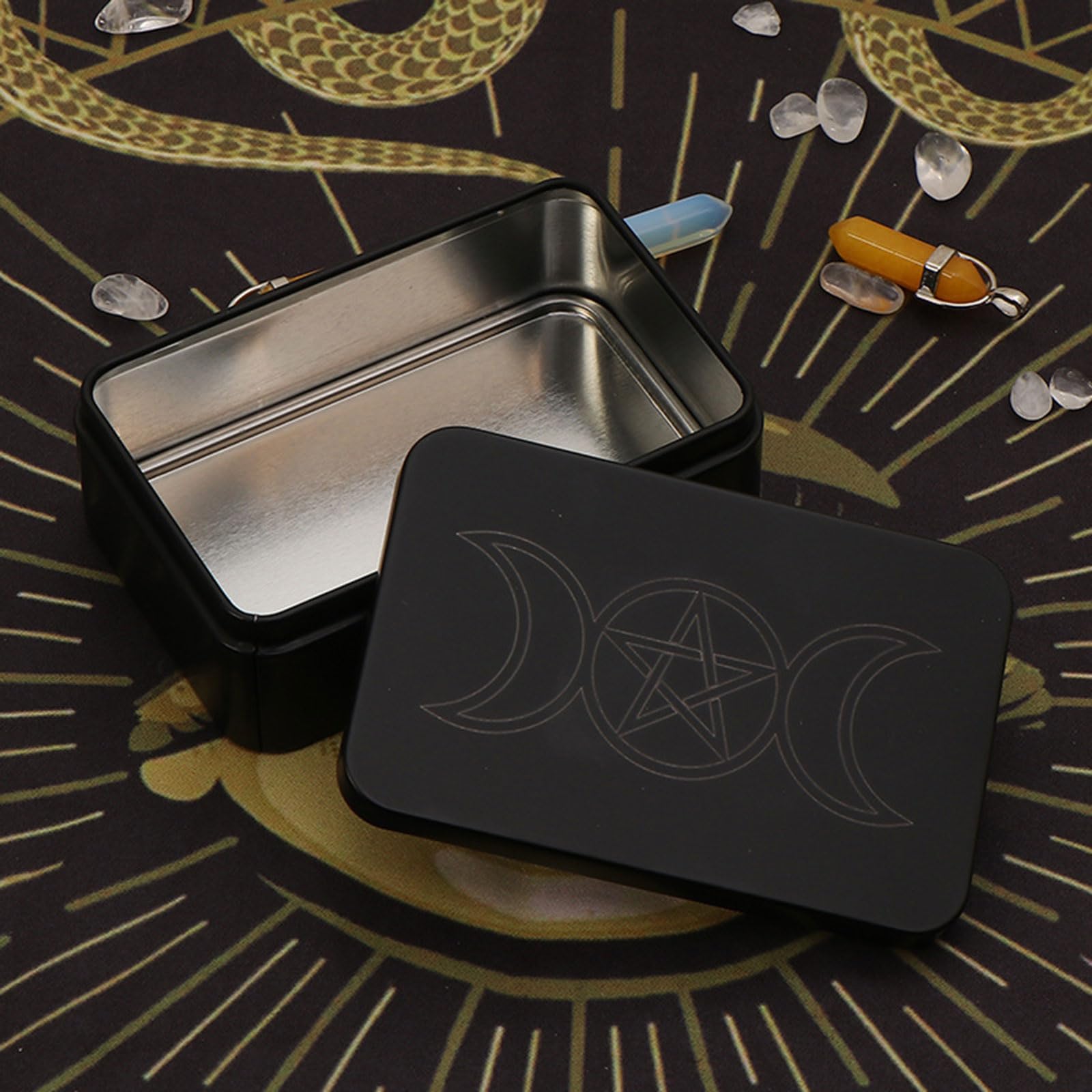 Premium Metal Card Storage Box - Rectangle Playing Cards Holder for Tarot, Jewelry & Game Accessories - Durable & Stylish Organizer for Home, Travel & Collectibles