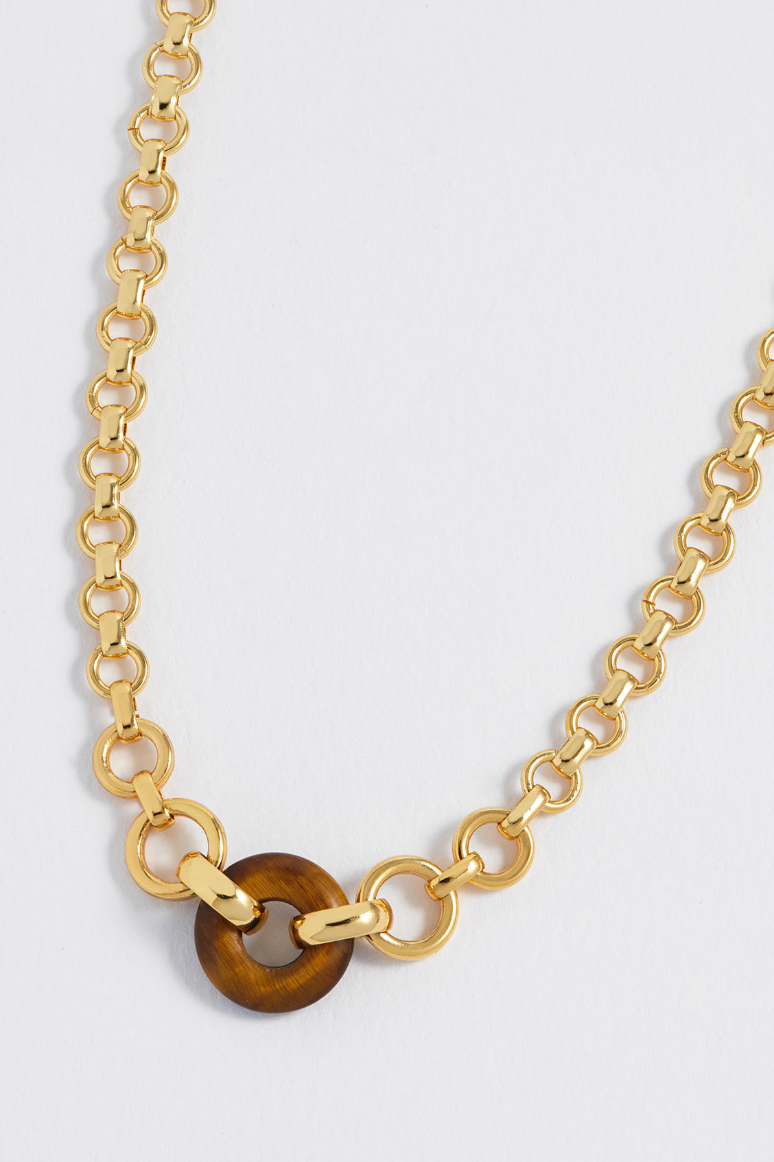 Tigers Eye Graduated Round Link Chain Necklace - Natural Stone Jewelry for Women - Perfect for Layering, Gift Giving & Everyday Wear