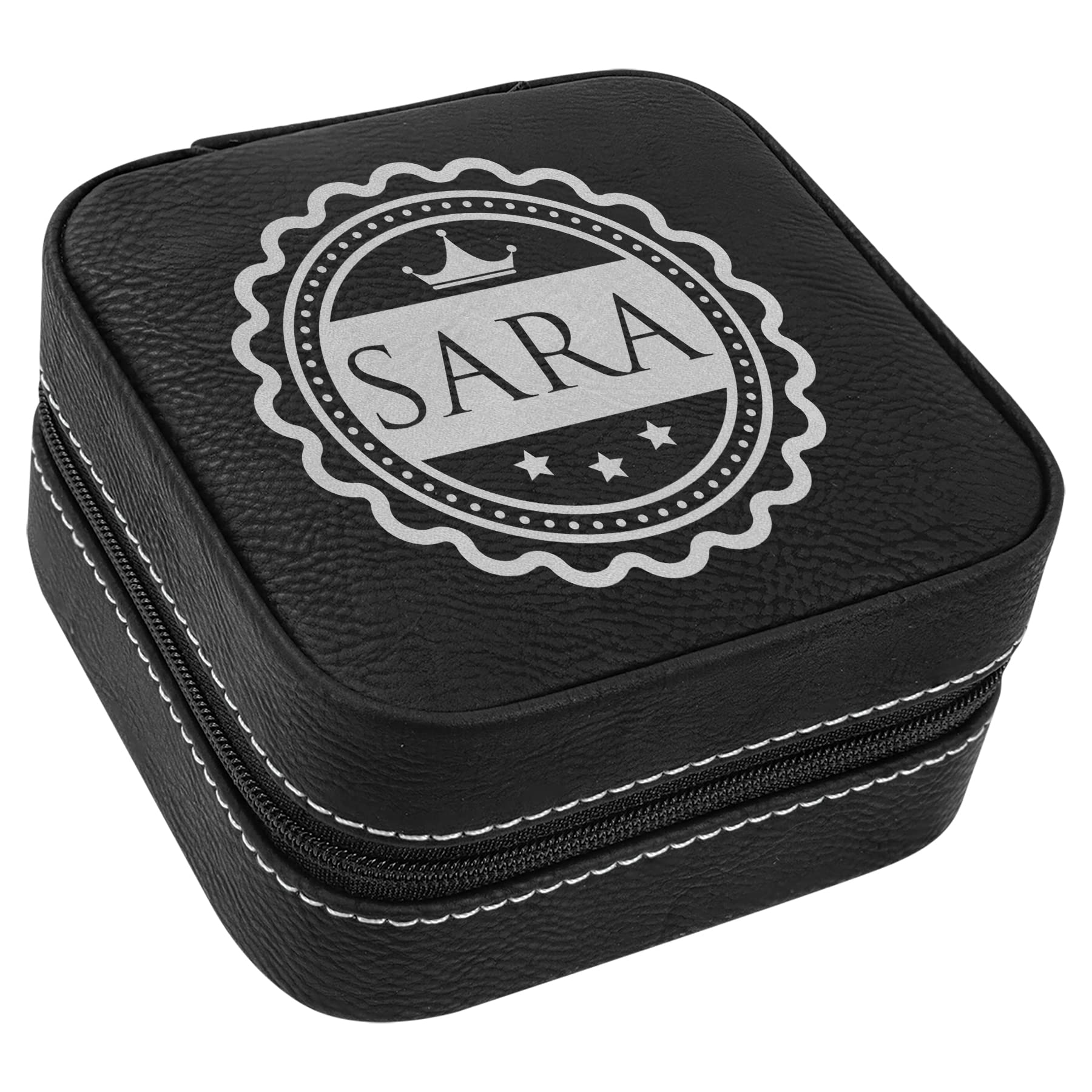 Personalized Travel Jewelry Box - Engraved Black Jewelry Storage Case for Rings, Pendants & Earrings | Premium Gift & Travel Organizer for Women | Perfect for Vacation, Business Trips & Daily Use