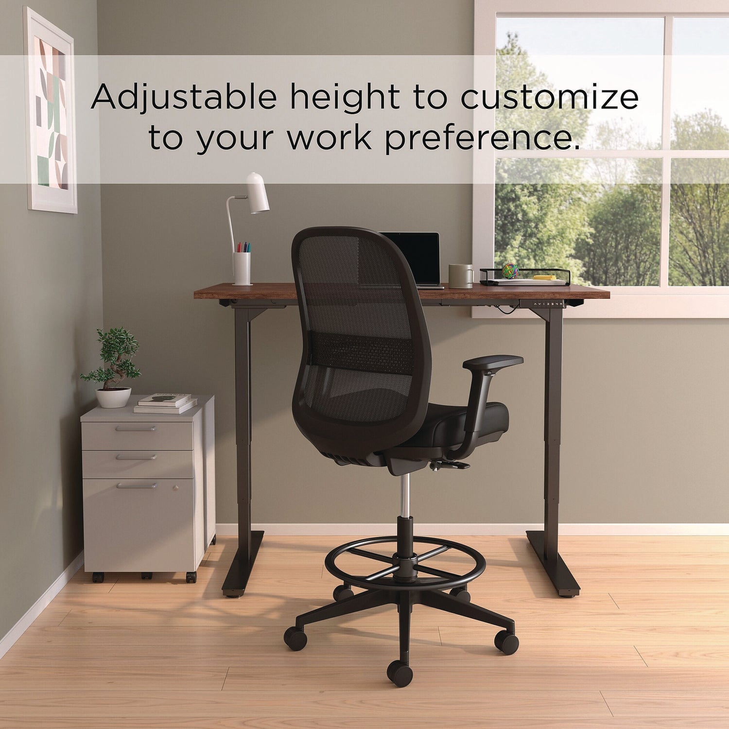 Alera Kempton Fabric Mesh Task Stool - Adjustable Height 26.57