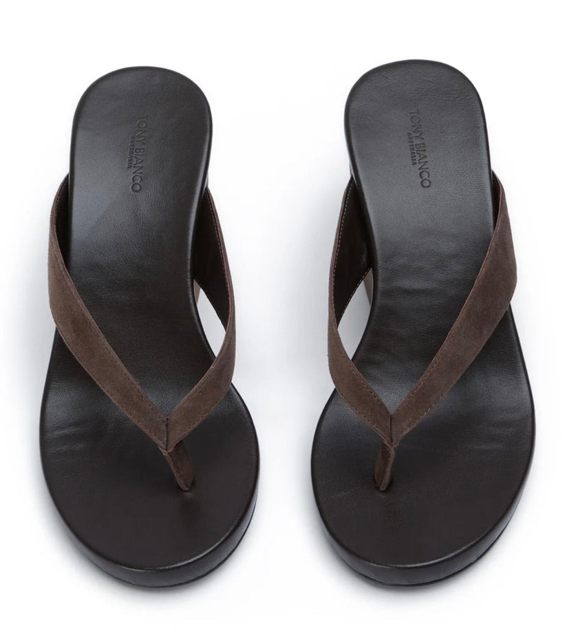 Avanti Suede Wedge Thong Sandals for Women - Comfortable Espresso Brown Sandals with Cushioned Footbed | Perfect for Beach, Vacation & Summer Outfits