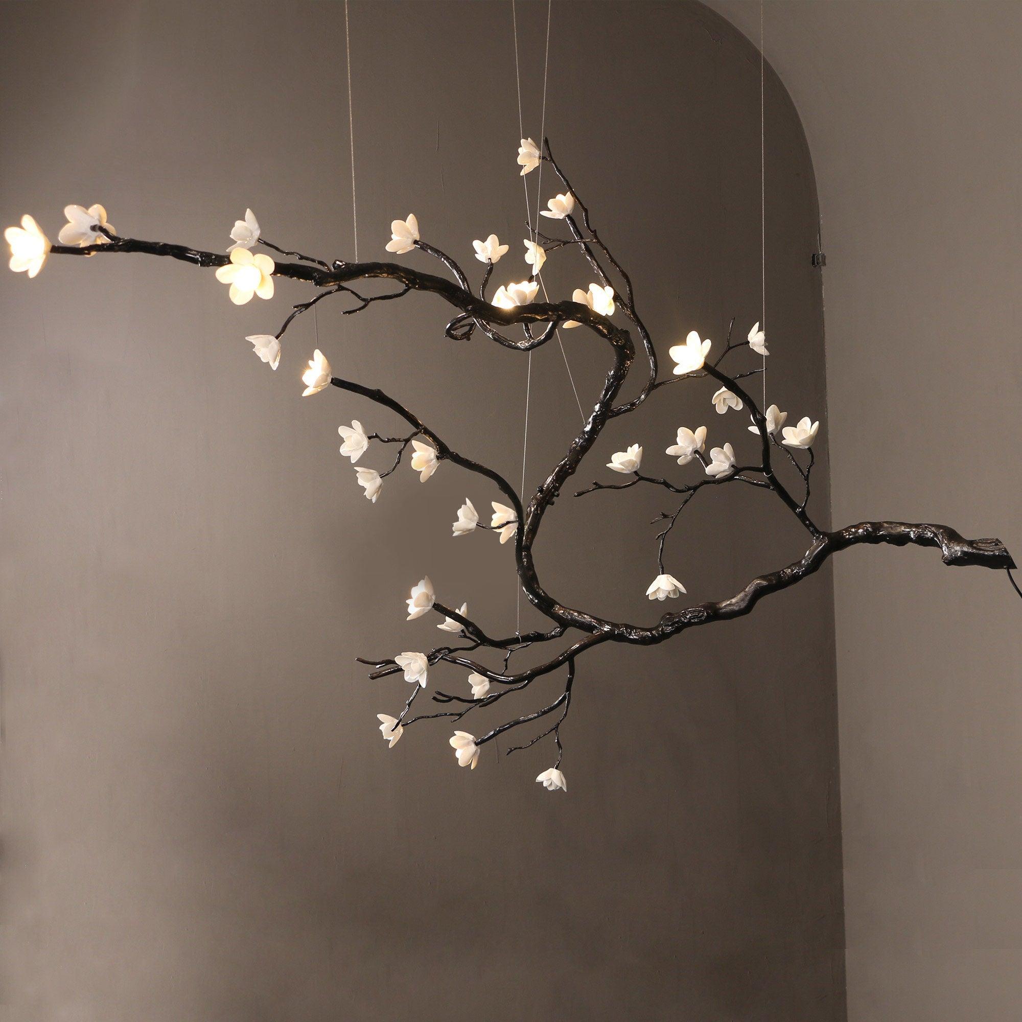 Elegant Branch Flower Chandelier - Rustic Floral Ceiling Light Fixture for Dining Room, Bedroom, or Wedding Decor