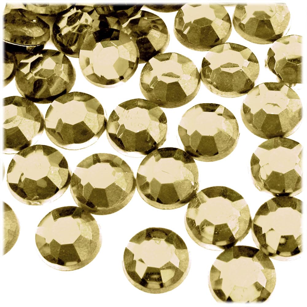 72-Piece 14mm Round Rhinestones Flat Back Golden Yellow for DIY Jewelry, Crafts, and Nail Art - The Crafts Outlet