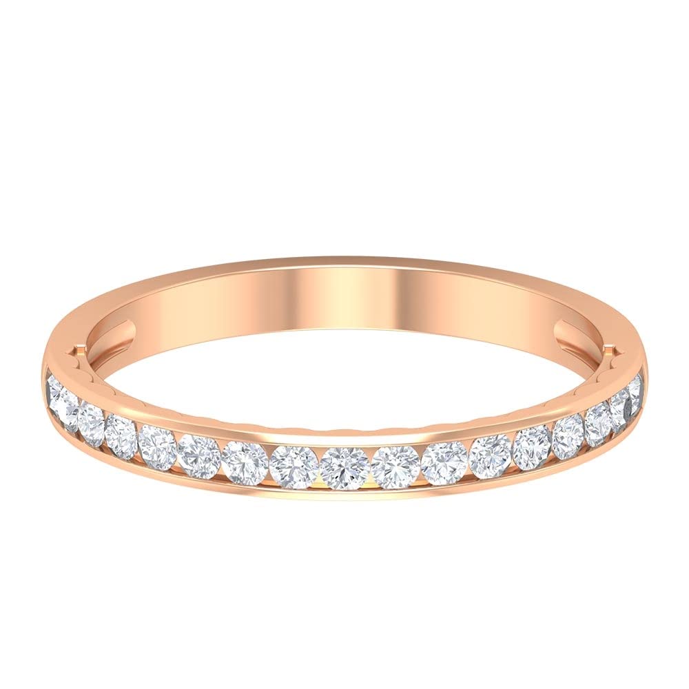 1/2 CT Moissanite Gold Semi Eternity Ring - Channel Set 14K Solid Gold Half Eternity Band for Women - Perfect for Weddings, Anniversaries & Special Occasions