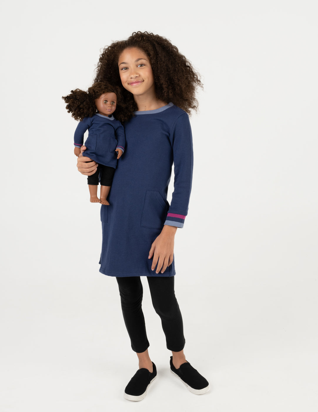 Matching Girl & Doll Sweatshirt Tunic Dress - Cute Outfit Set for Toddler and Baby Doll | Perfect for Family Photos, Playdates & Special Occasions