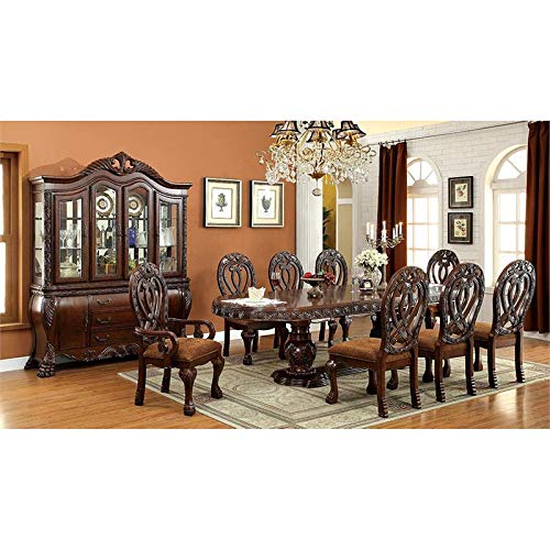 Furniture of America Madison Traditional Cherry Wood Extendable Dining Table - Perfect for Family Gatherings & Dinner Parties