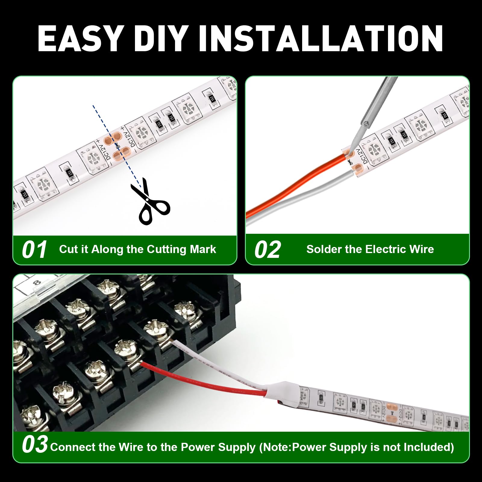 50ft Green LED Strip Lights - 12V Waterproof Marine Deck Lights for Night Fishing on Pontoon, Kayak, Jon & Bass Boats - Perfect for Underwater Illumination and Interior Boat Lighting