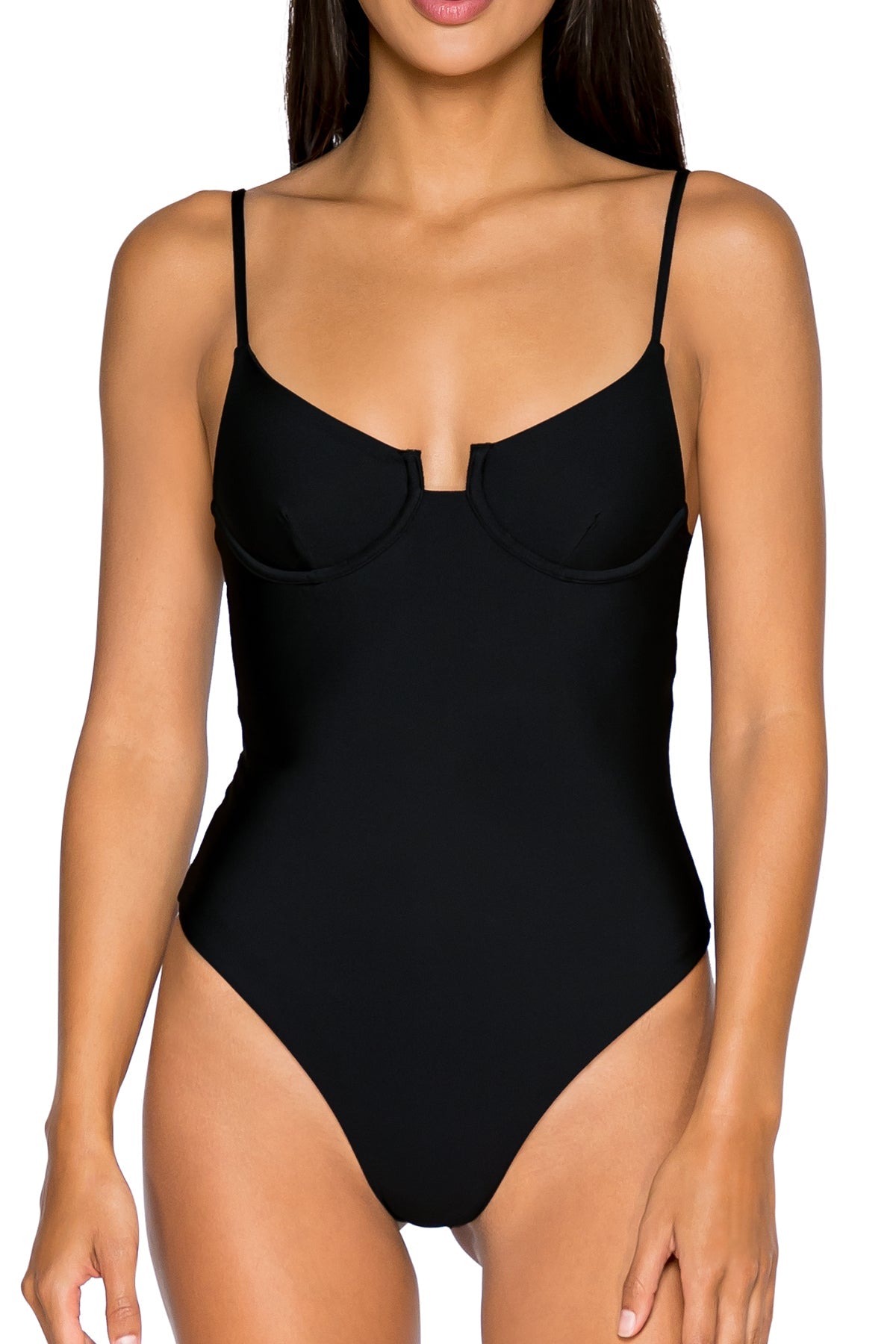 B Swim Black Out Jetty One Piece Swimsuit - Women's High Neck Full Coverage Bathing Suit for Surfing, Swimming & Beach Vacations