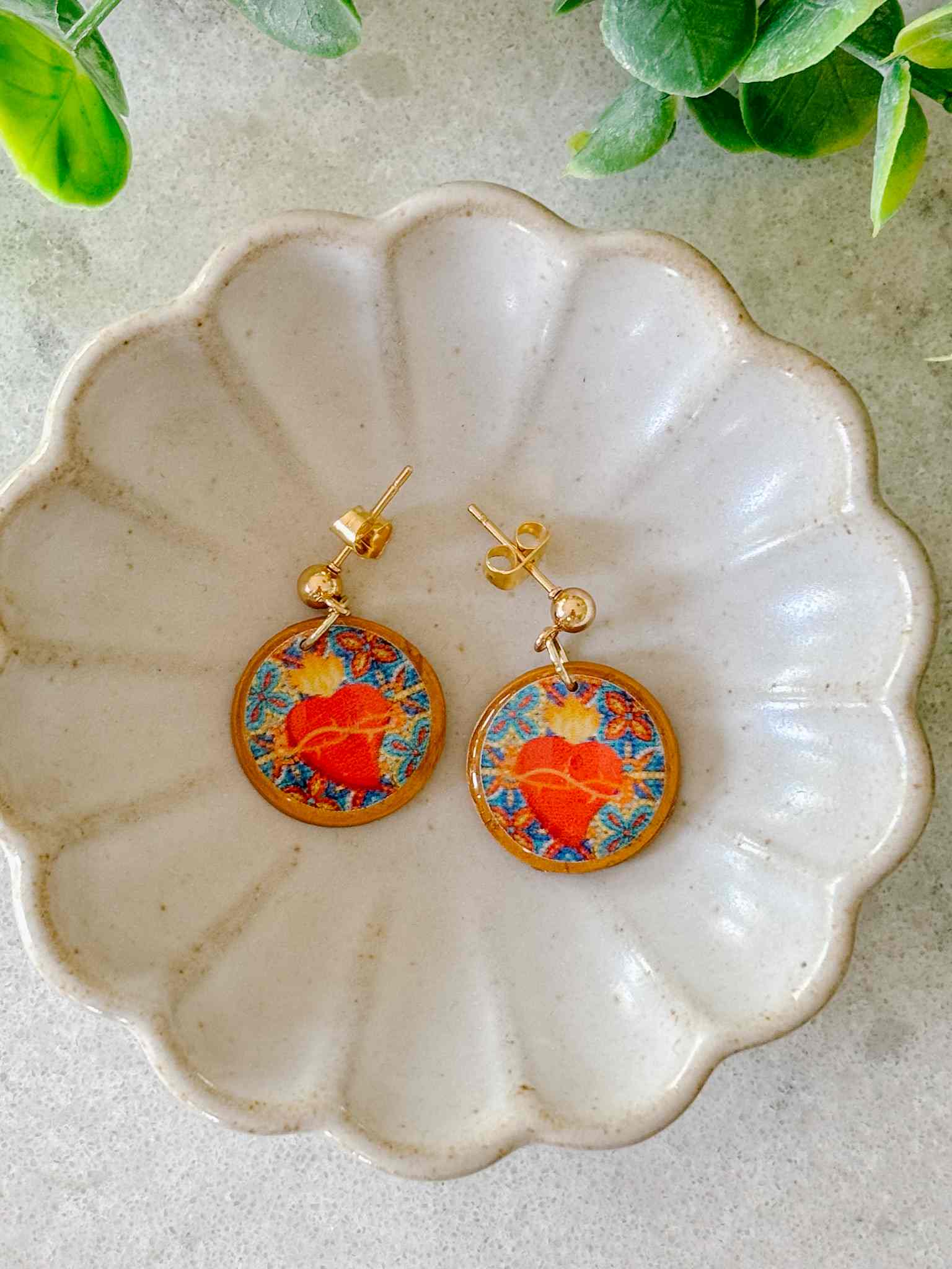 Handmade Sacred Heart of Jesus Earrings - Religious Jewelry for Women - Perfect for Church, Weddings & Faith-Based Gifts