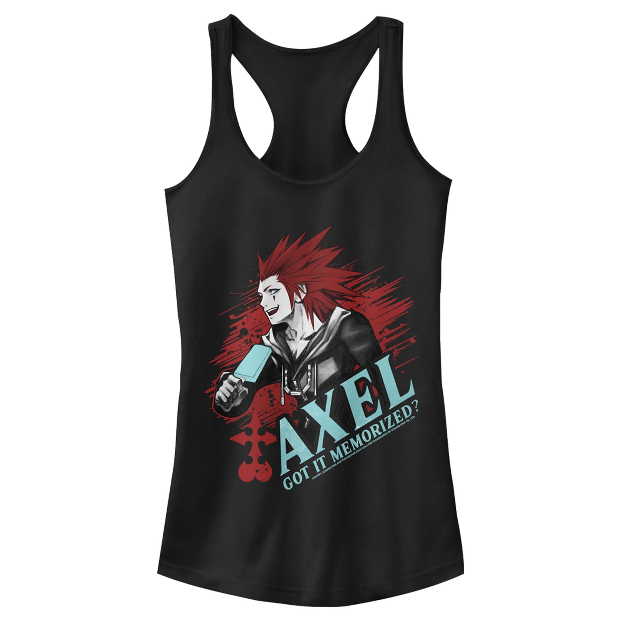 Disney Women's Kingdom Hearts Solo Axel Slim Fit Racerback Tank Top - Breathable Scoop Neck Casual Tee for Cosplay, Gaming Conventions & Summer Outfits